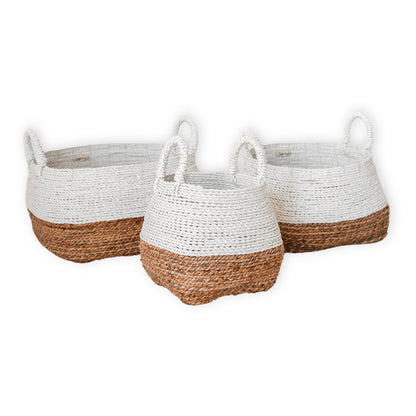 Woven Storage Basket White – Boho Decorative Basket – Square Laundry Basket – Shelf Basket Made of Banana Fibre MAJALENGKA white (3 sizes)