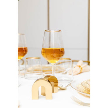 Set of 6 wine glasses with golden edge