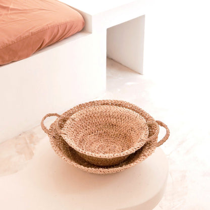 Woven Raffia Bowl | Fruit Bowl made from Light Natural Fibres | Bread Basket RAGA (2 sizes)