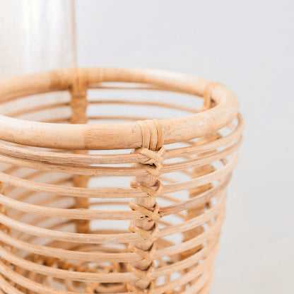 Rattan Plant Stand Round – Boho Planter – Rattan Plant Basket – Natural Flower Stand for Pots up to Ø20 cm AKARA