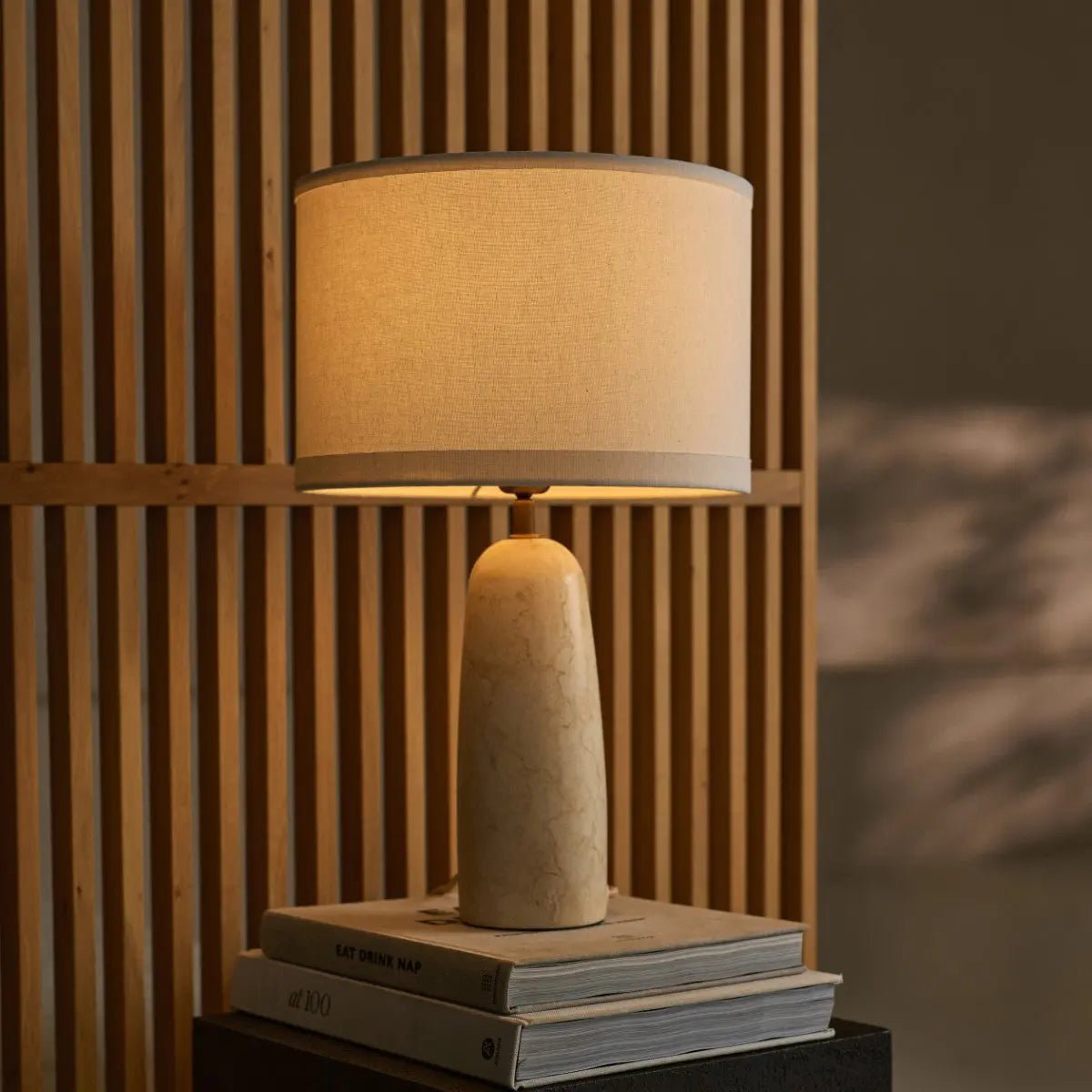 Charlotte Marble Table Lamp with Cotton Shade