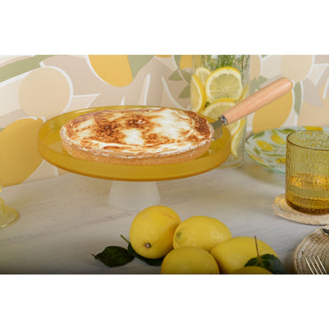 Cake stand - yellow on white foot