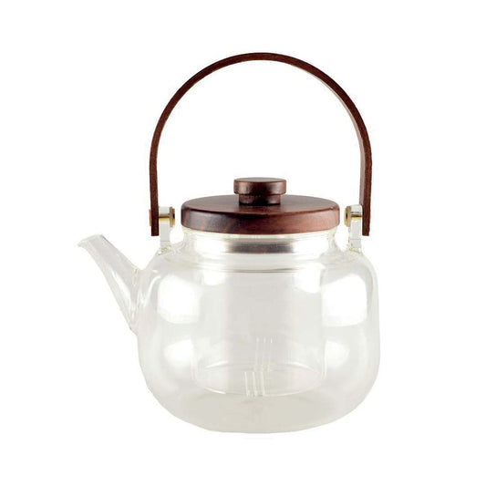 Glass teapot with wooden handle 17x14.8x12.5cm