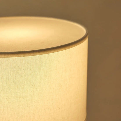 Isla Travertine Table Lamp with Cotton Shade