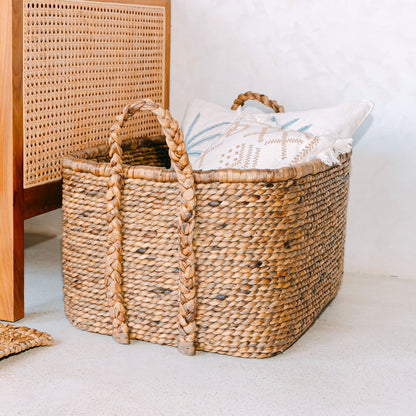 MENTARI water hyacinth basket, durable handmade laundry storage for home use