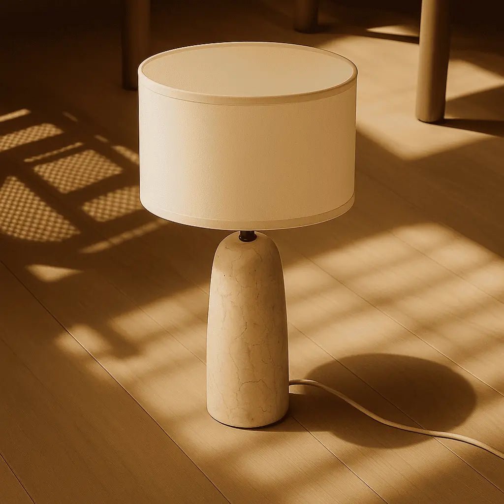 Charlotte Marble Table Lamp with Cotton Shade