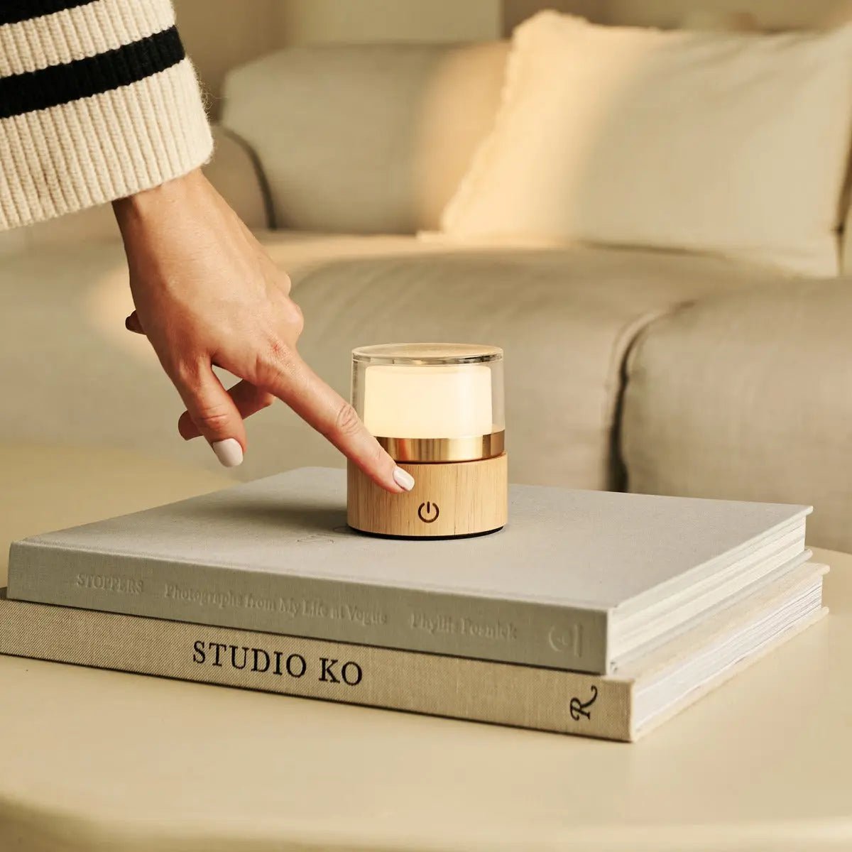 Leo Light Brown Mini Rechargeable Table Lamp