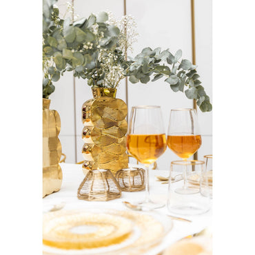 Conical candle holder golden wire 11x11x6cm