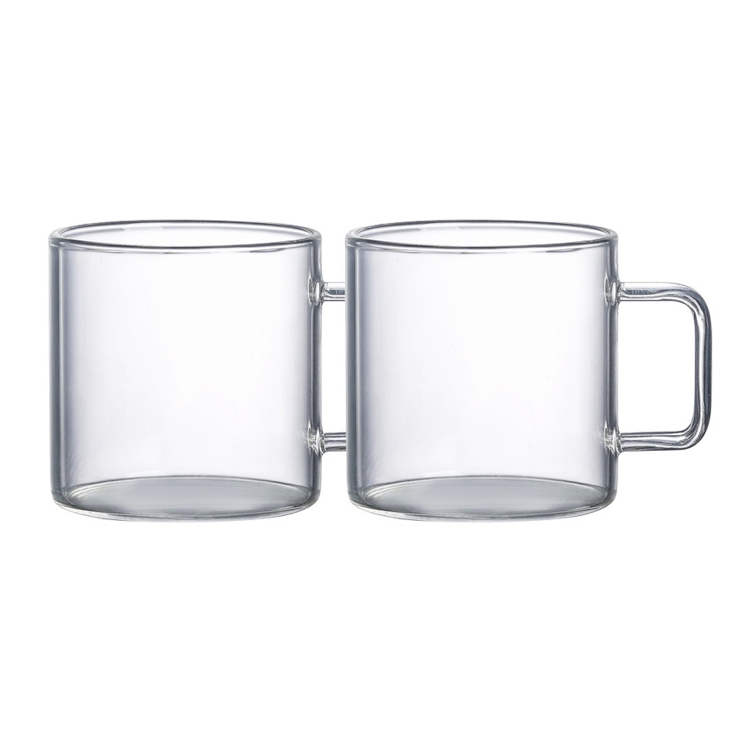 Set of 2 large glass mugs