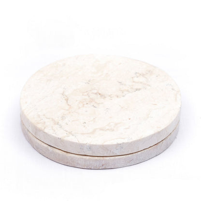 Round Marble Coasters Set of 4 or 8 Handmade RANUKA (white)