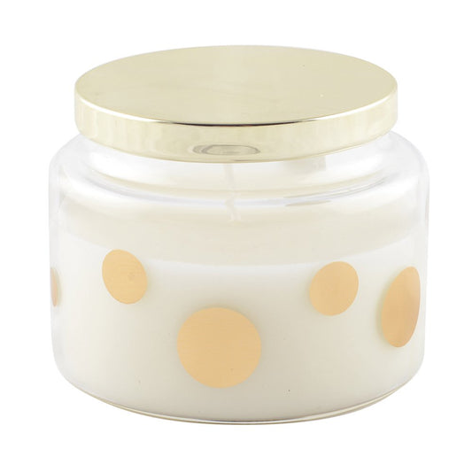 Round candle with dots and lid
