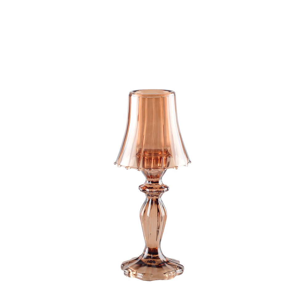 BROWN CANDLE HOLDER ON GLASS STAND 10X10X24.5CM