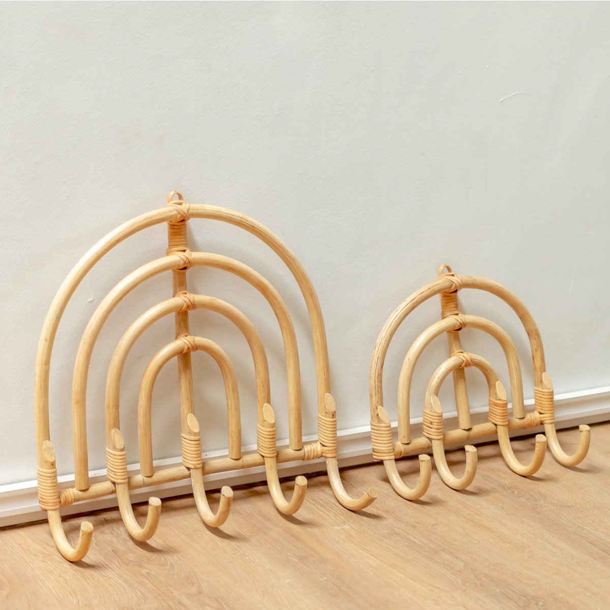 Maku Rattan Coat Rack – Handmade Beige Wall Hooks