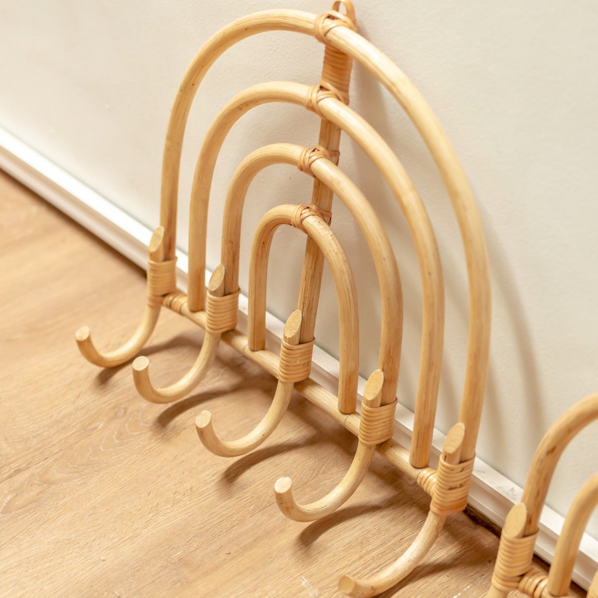 Maku Rattan Coat Rack – Handmade Beige Wall Hooks