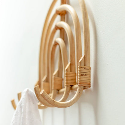 Maku Rattan Coat Rack – Handmade Beige Wall Hooks