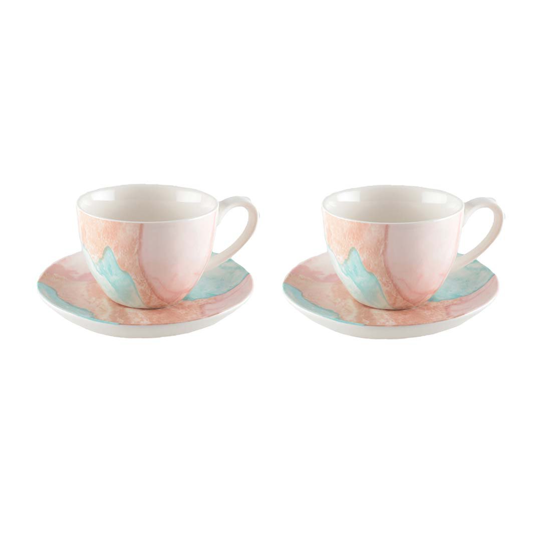 Lot of 2 coffee cups with saucers 15.2x15.1x7.4cm