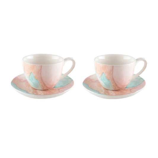 Lot of 2 coffee cups with saucers 15.2x15.1x7.4cm