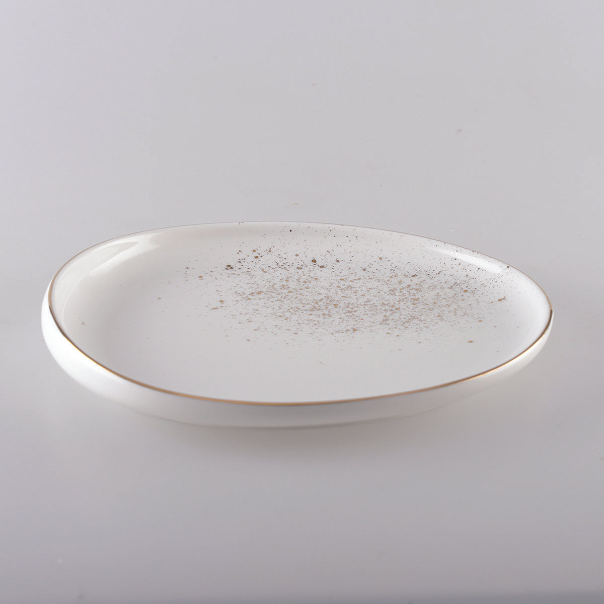 White oval dessert plate
