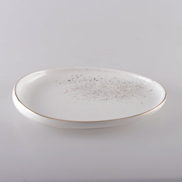 White oval dessert plate