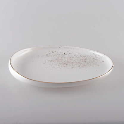 White oval dessert plate