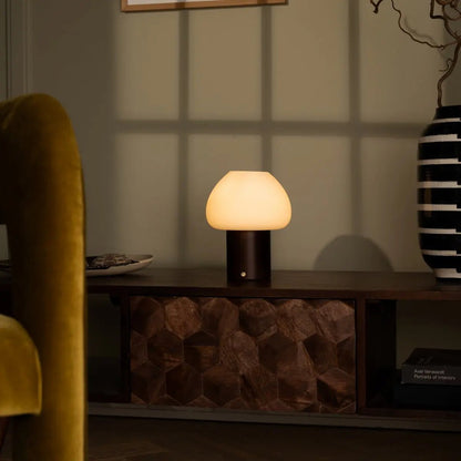Fynn Dark Brown Rechargeable Wooden Table Lamp