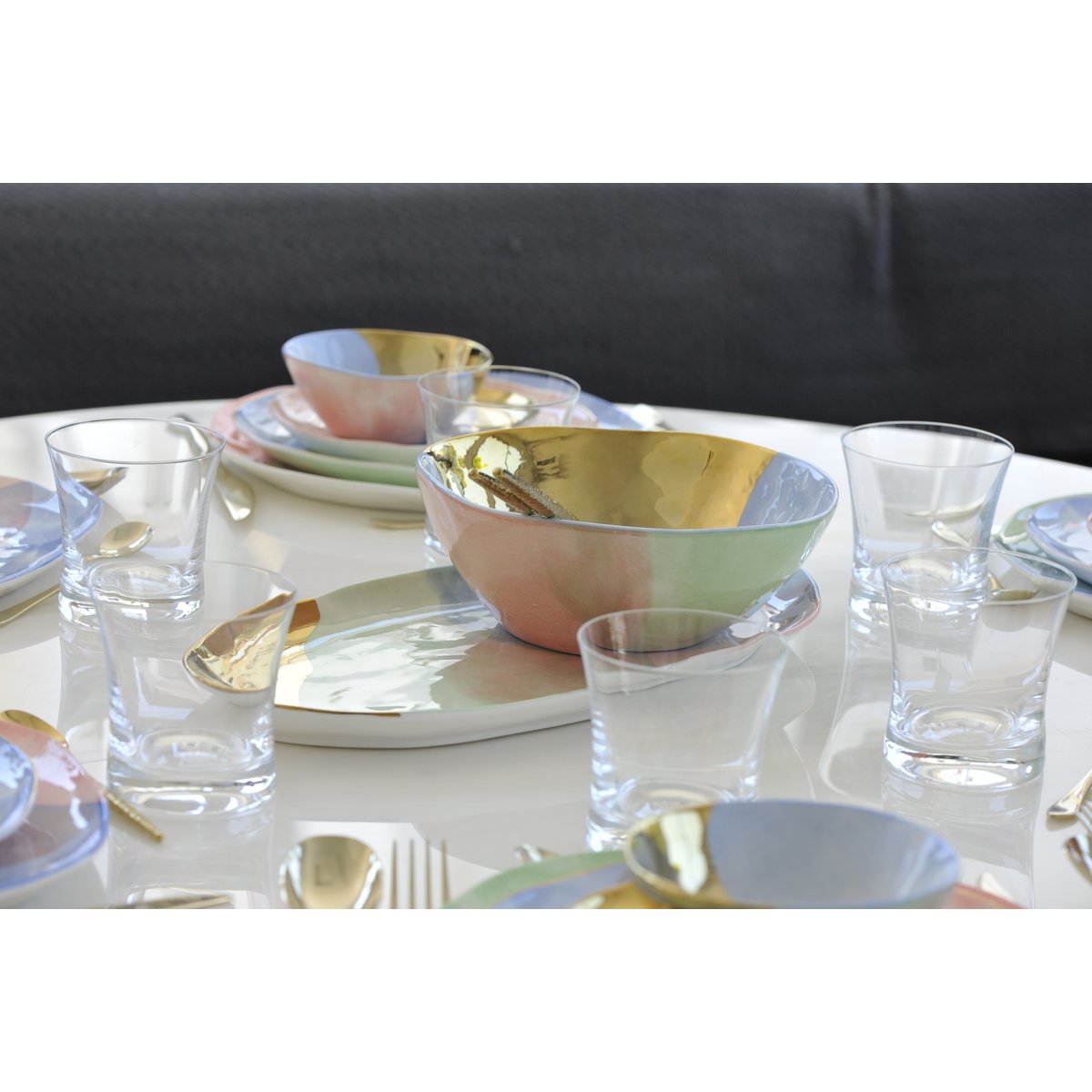 Oval tricolor serving platter
