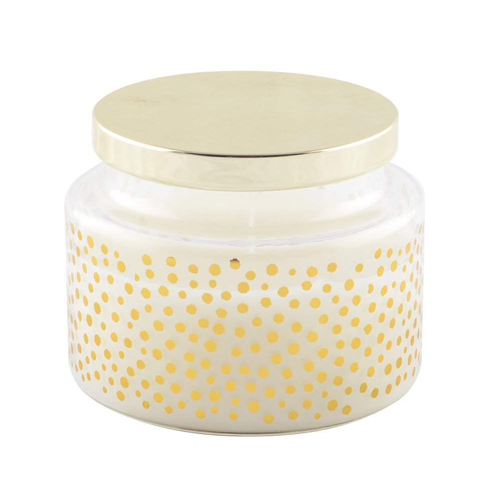 Round candle with small dots and lid