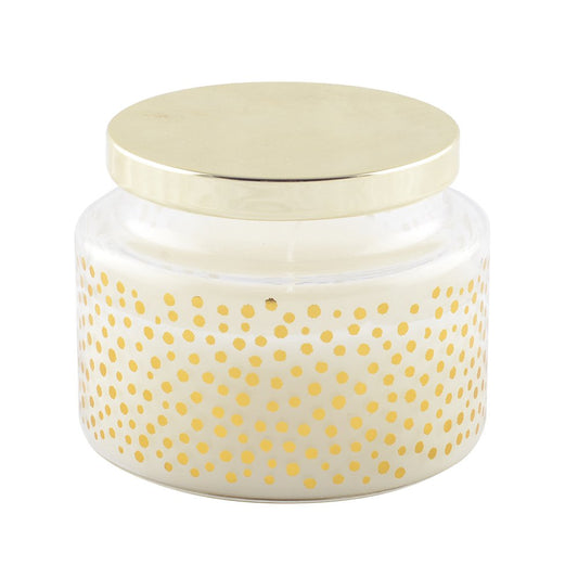 Round candle with small dots and lid