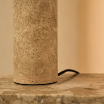 Nicolaas Travertine and Metal Table Lamp