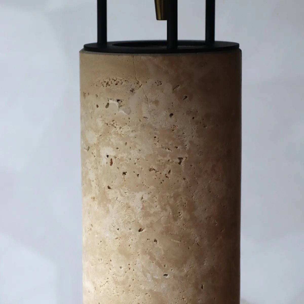 Nicolaas Travertine and Metal Table Lamp