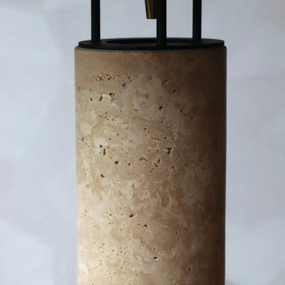 Nicolaas Travertine and Metal Table Lamp