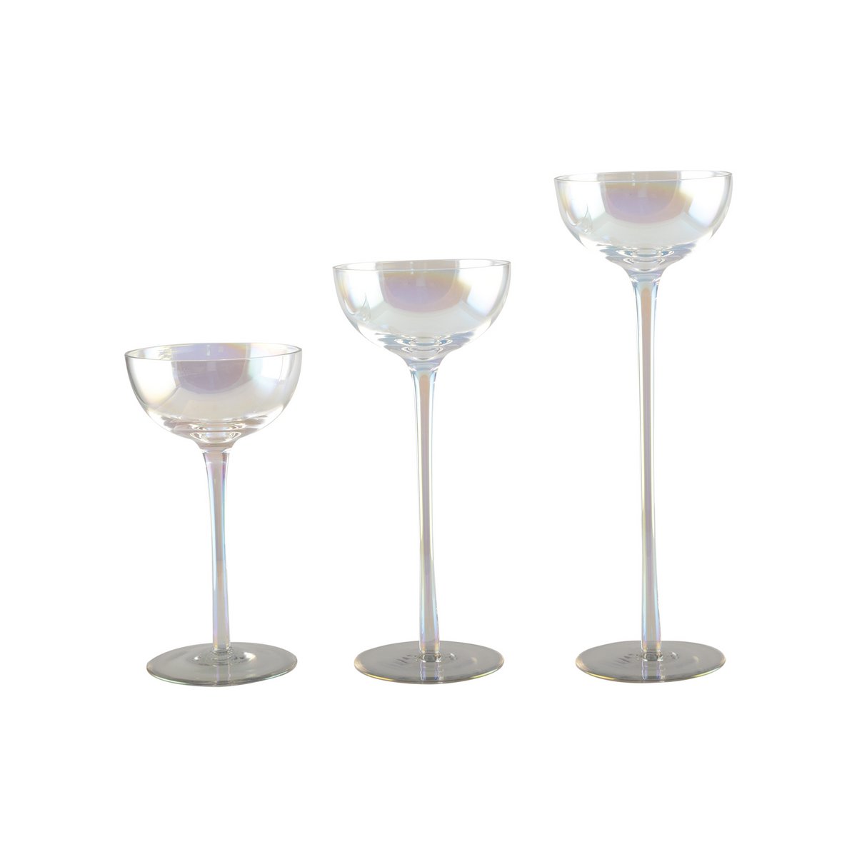 Lot of 3 glass pearly candle holder