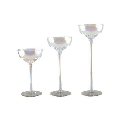 Lot of 3 glass pearly candle holder