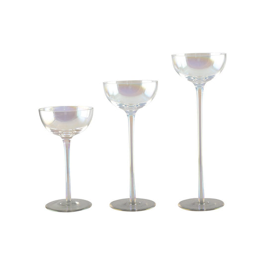 Lot of 3 glass pearly candle holder