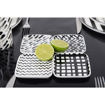 Black and white plates 9.5cm - Lot of 4