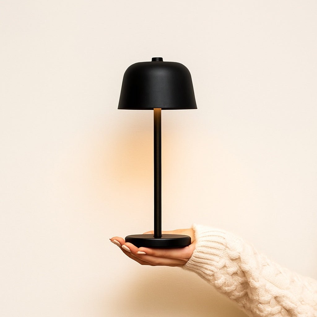Elegant Anton Black Lamp offering cordless modern table illumination