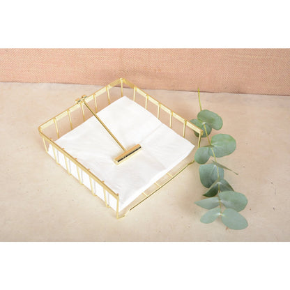 Stylish golden towel holder perfect for elegant dining presentation