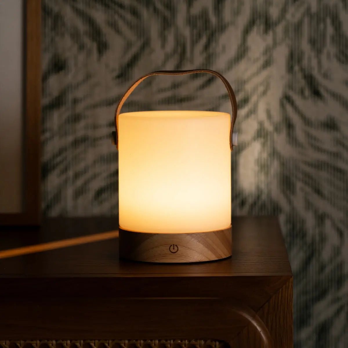 Sustainable Avery Lamp with rubberwood base and soft warm glow