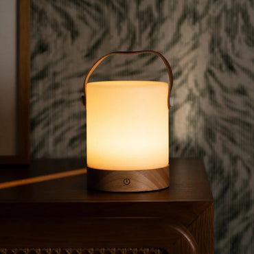 Sustainable Avery Lamp with rubberwood base and soft warm glow