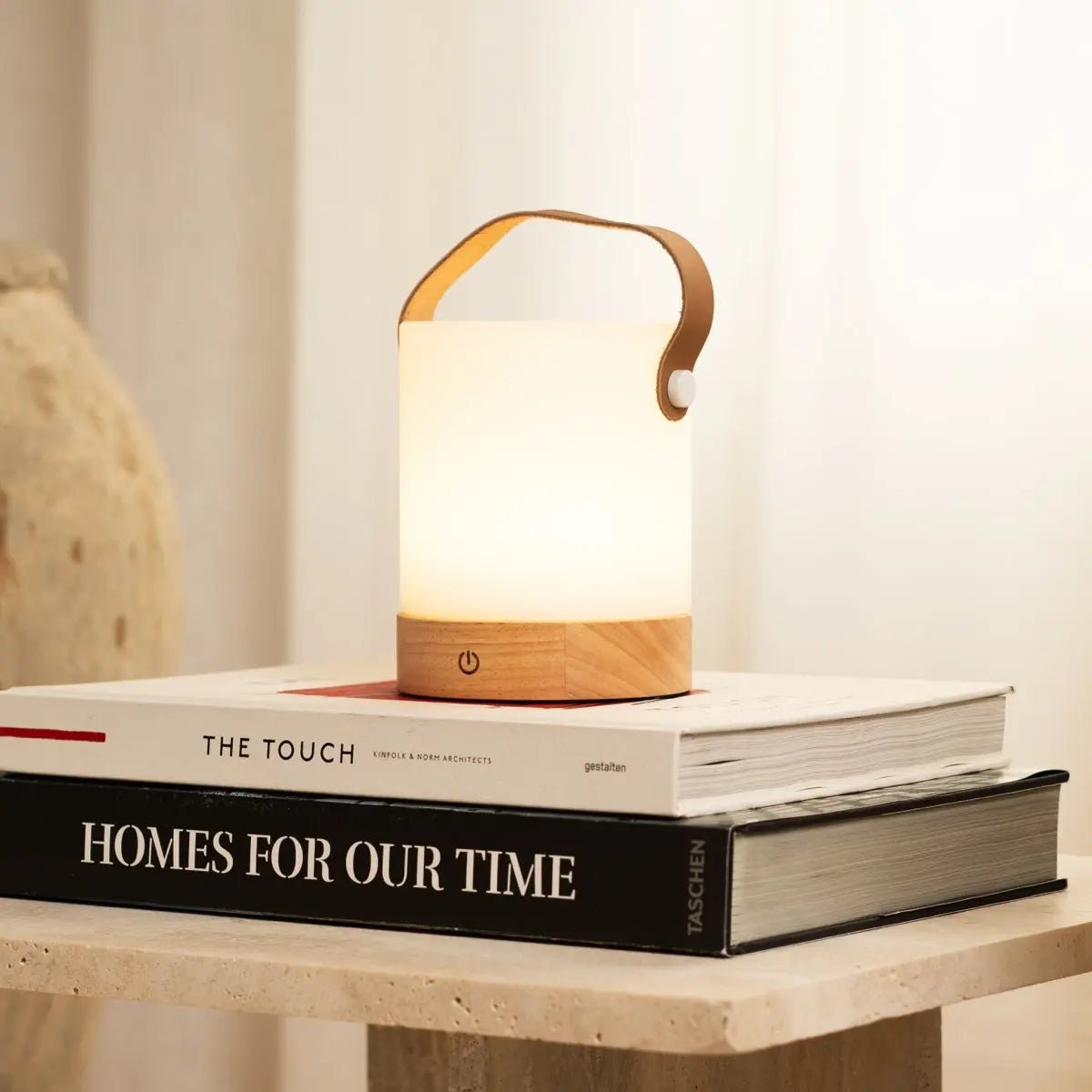 Avery Lamp adding modern elegance to bedroom nightstand lighting