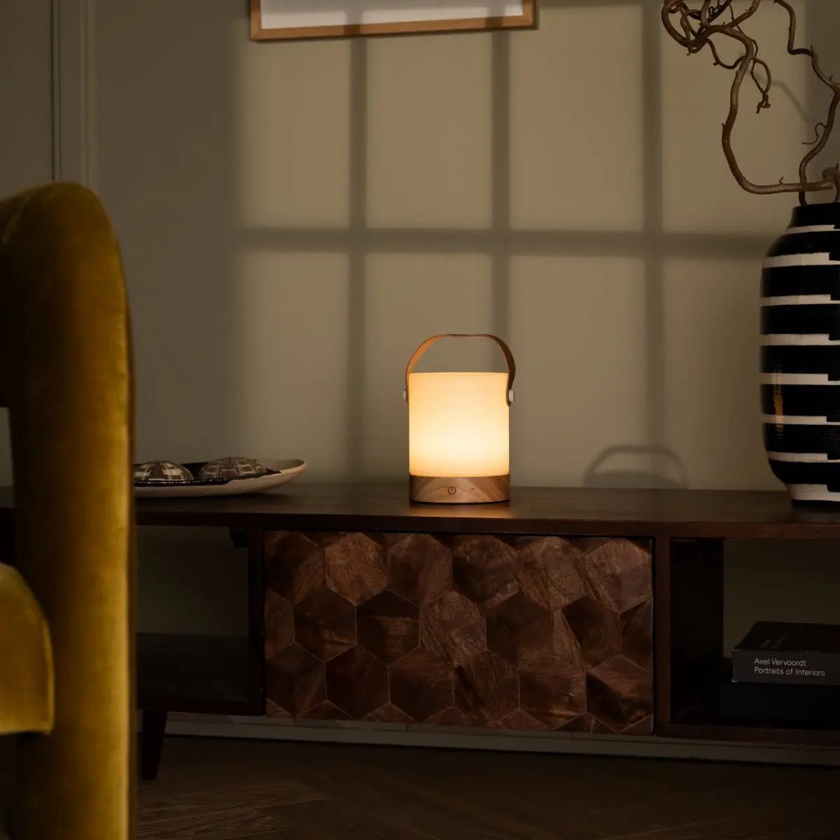 Soft glowing Avery Lamp creating peaceful evening atmosphere