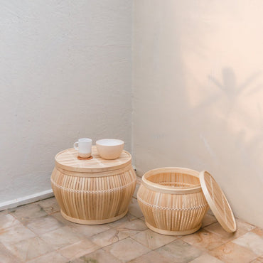 Batavia bamboo basket set side tables for living room decor