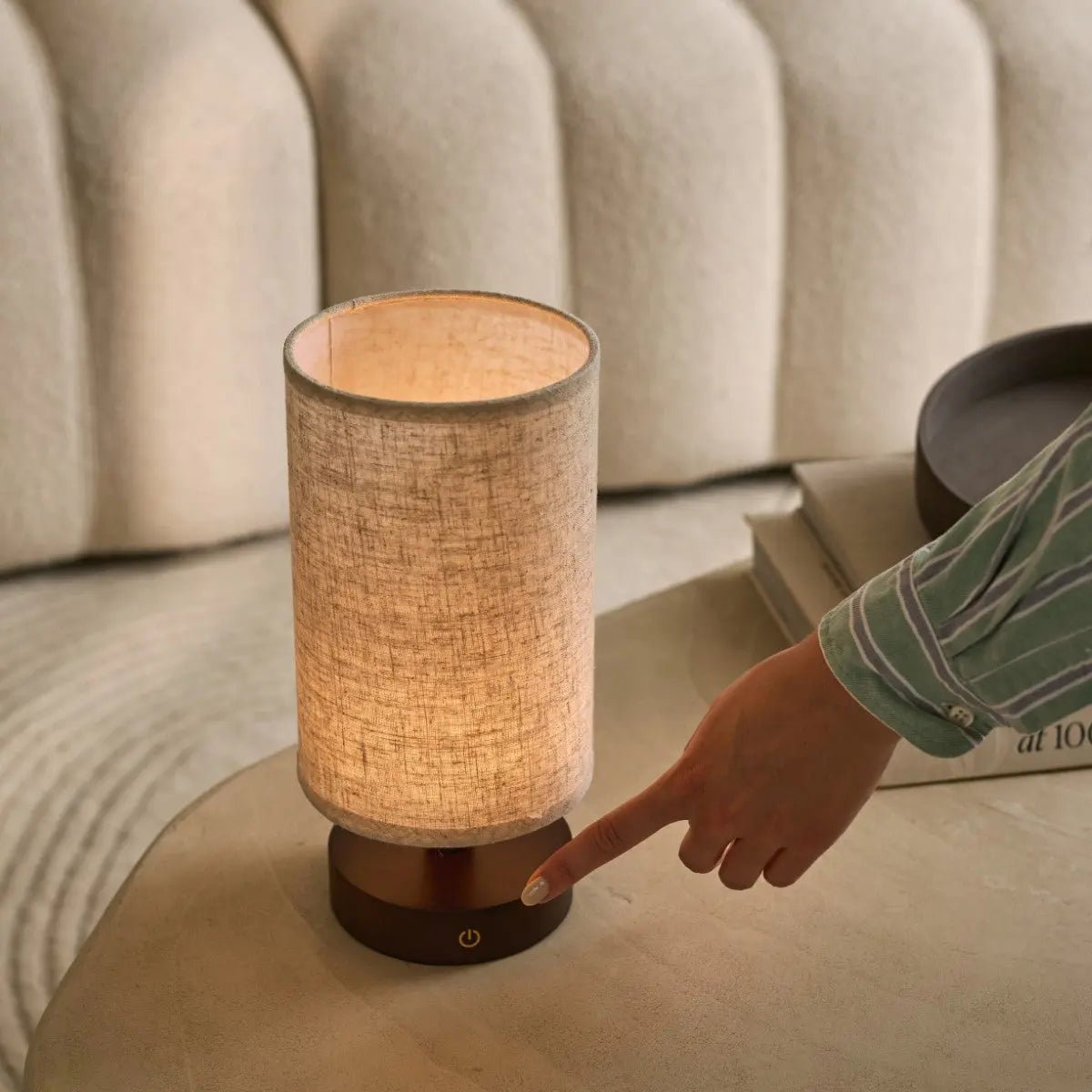 Ben Wooden Lamp creating gentle illumination for dinner setting