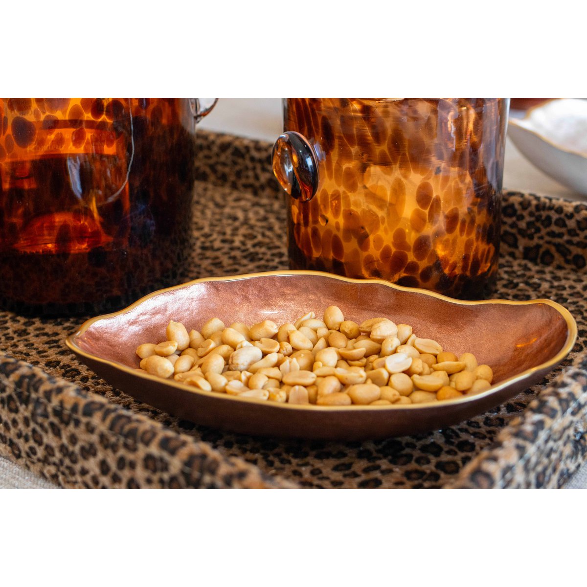Oval brown glass dish ideal for appetizers condiments and snacks