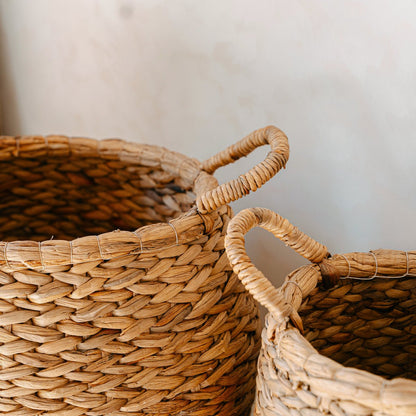 CITRA water hyacinth basket, decorative boho hamper for stylish laundry
