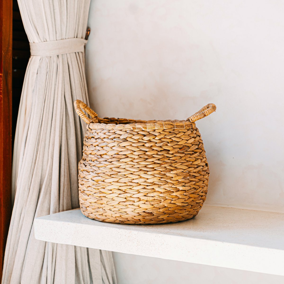 CITRA water hyacinth basket, round woven storage for clothes and towels