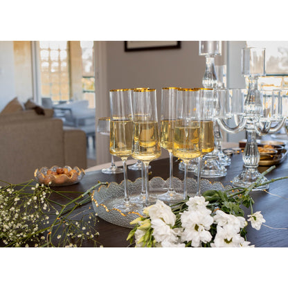 Champagne Flutes with Gilded Rim glass sparkling wine serving