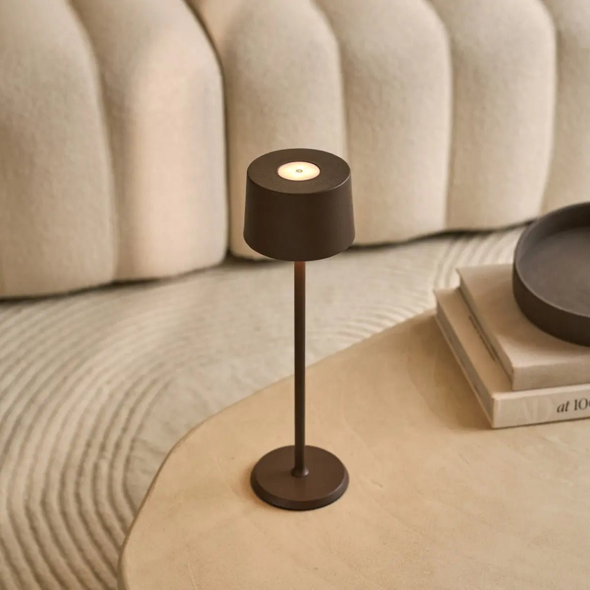 Sturdy David Lamp crafted from iron with elegant matte mocha finish