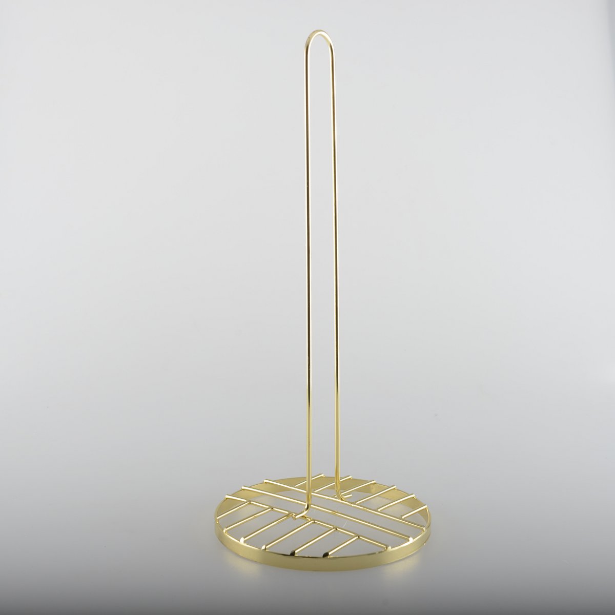 Elegant gold towel holder with round base for everyday kitchen use