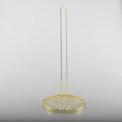 Elegant gold towel holder with round base for everyday kitchen use
